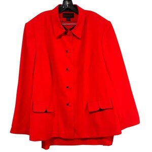 Vintage John Meyer Red Skirt Blazer Suit Set 24W Button Details Pocket Accents